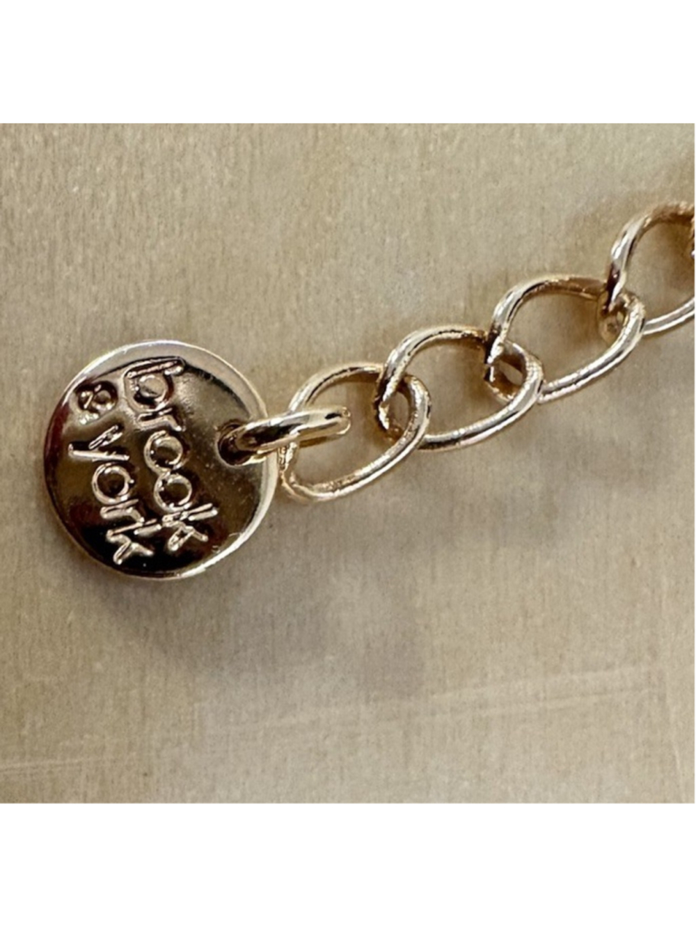 Brook & York Izzy Herringbone Gold Plated Chain Necklace Layering Jewelry - Picture 3 of 8